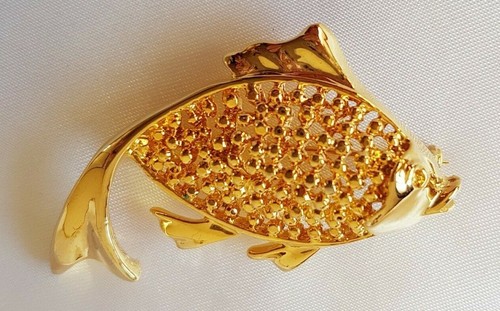 Fish brooch gold tone - fish,