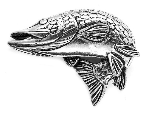 Turning pike fish pin badge - pike,