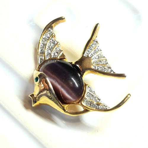 Tropical fish brooch purple - fish,