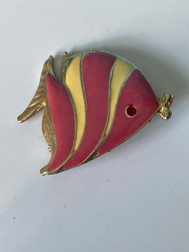 Vintage gold tone pink and