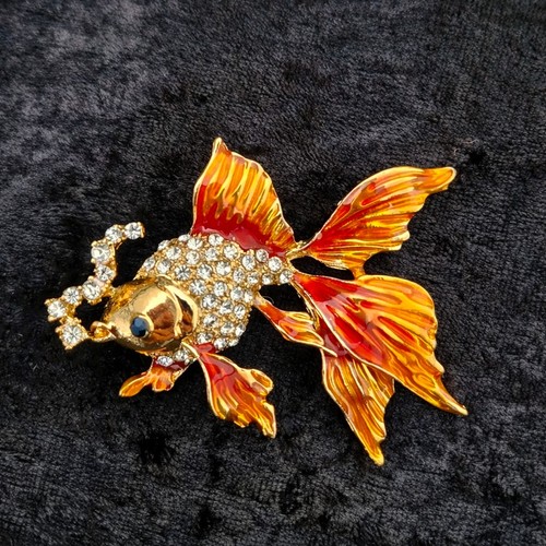 Goldfish brooch orange - goldfish, red
