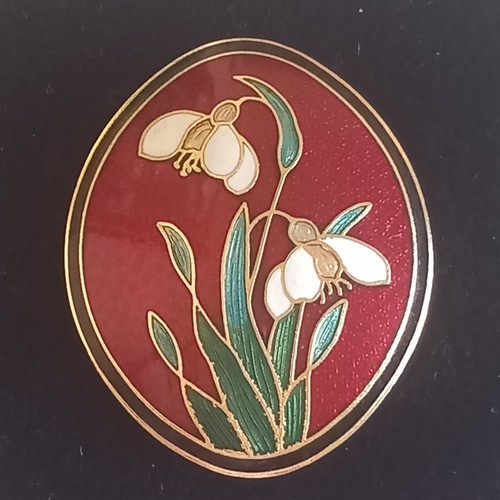 Vintage snowdrops enamel - vintage,