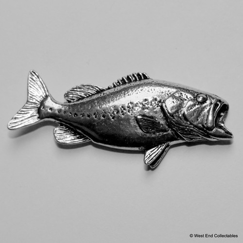 Bass fish pewter pin - pin, brooch
