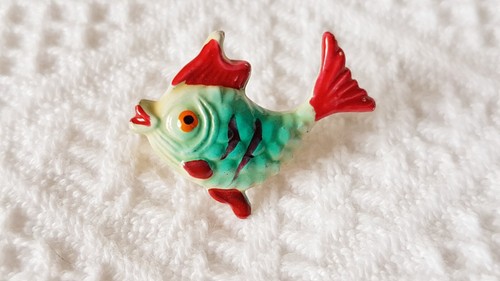 Fish brooch blue red - brooch,
