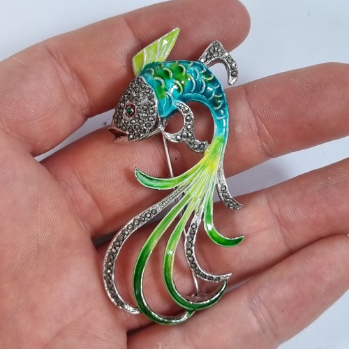 Vintage white metal and enamel - and,