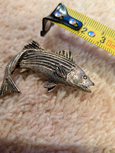 Silver tone fish - brooch, pin