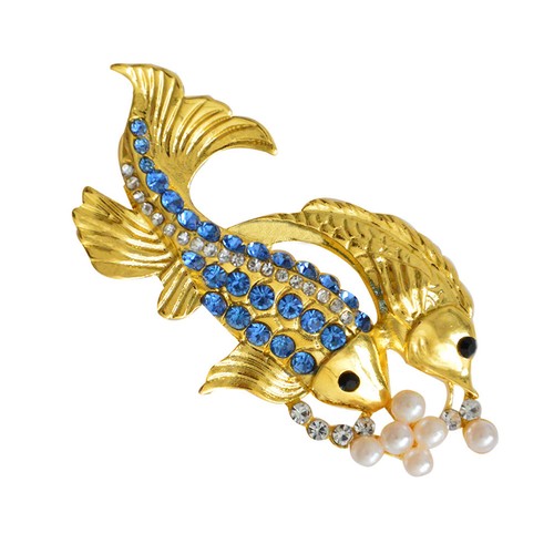 Reusable fish brooch golden - reusable,