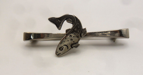 Fish design tie clip brooch - fish,