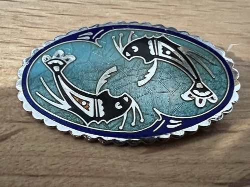 Vintage silver tone enamel - vintage,, silver-tone,