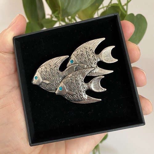 Silver fish gift brooch large - fish,