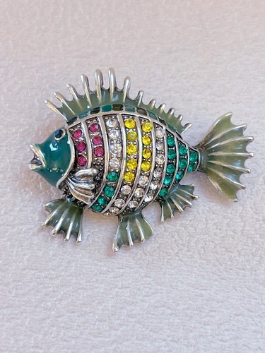 Rainbow fish brooch pin - rainbow,