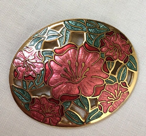 Vintage cloisonne pink green - cloisonne, pink/green