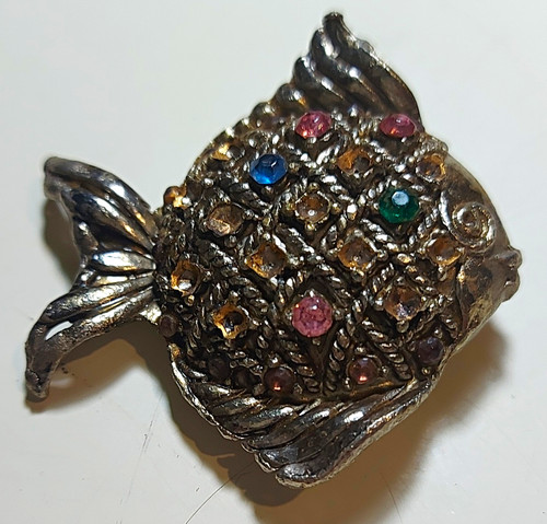 Vintage fish brooch with - fish,