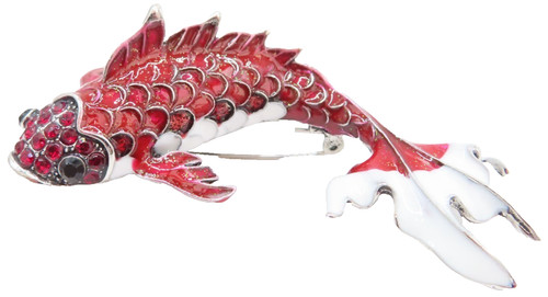 Ornamental fish brooch red - ornamental,