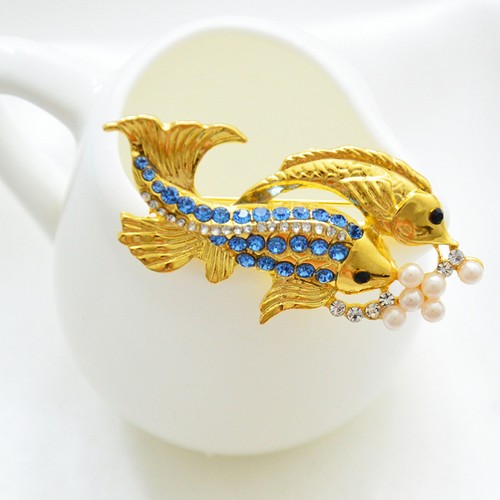 Elegant fish brooch with - fish,