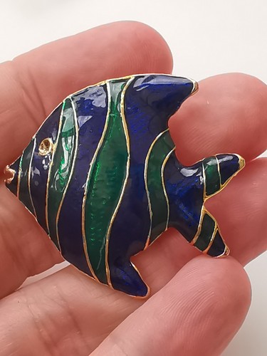 Enamel fish brooch missing - enamel,