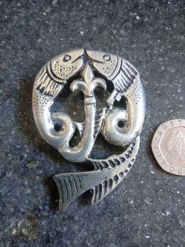 Vintage sjc pewter twin fish - vintage,