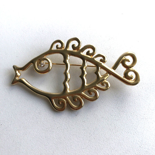 Rhinestone eye fish - fish, brooch