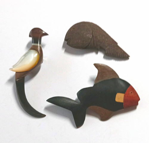 Lot wooden animal brooch - lot,