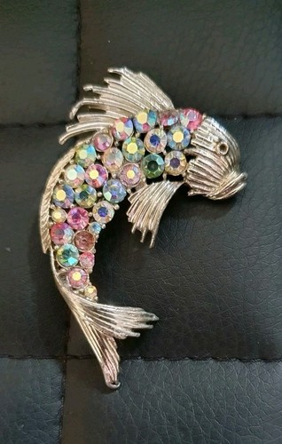 Vintage silver tone koi fish - vintage,