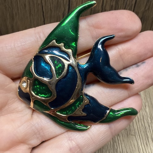 Vintage enamel fish brooch - fish,