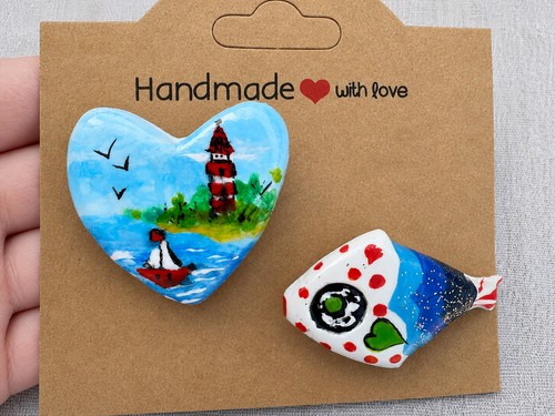 Handmade lighthouse heart fish - lighthouse,