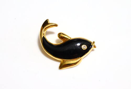 Small goldtone black enamel - goldtone,