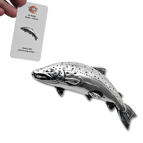 Salmon pewter pin badge - salmon,