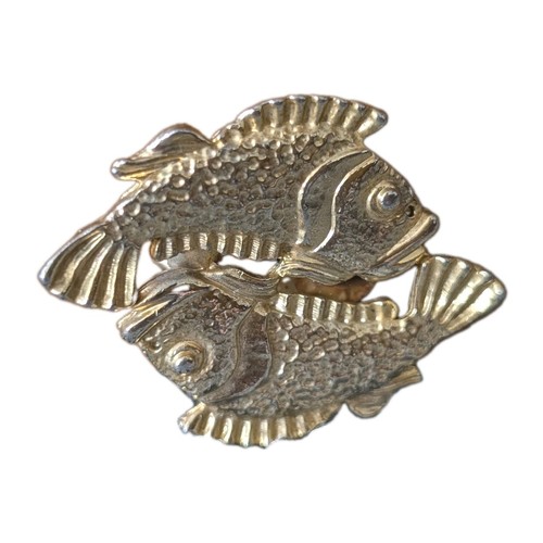 Vintage gold tone double fish