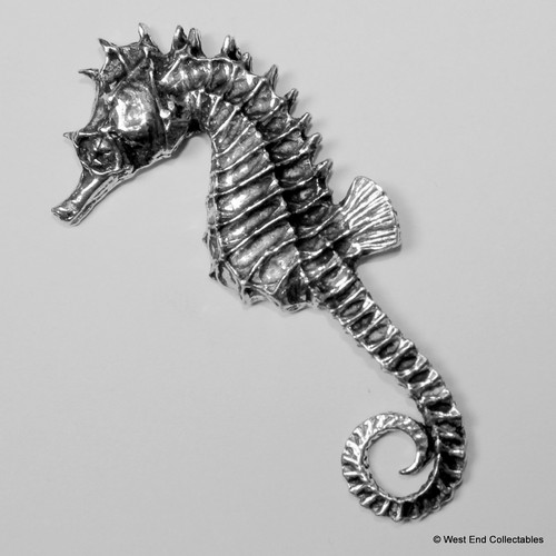 Seahorse pewter pin - seahorse, brooch