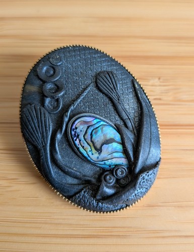 Vintage carved fish brooch - vintage,