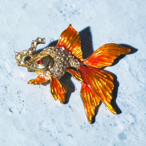Goldfish brooch pendant orange - pendant,