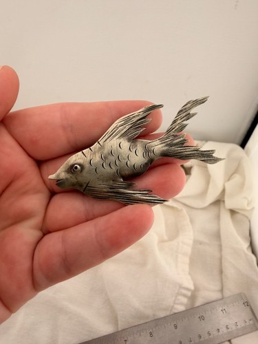 Vintage fish brooch pin large - vintage,